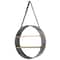 33" Metal & Wood Round Hanging Wall Shelf With Strap